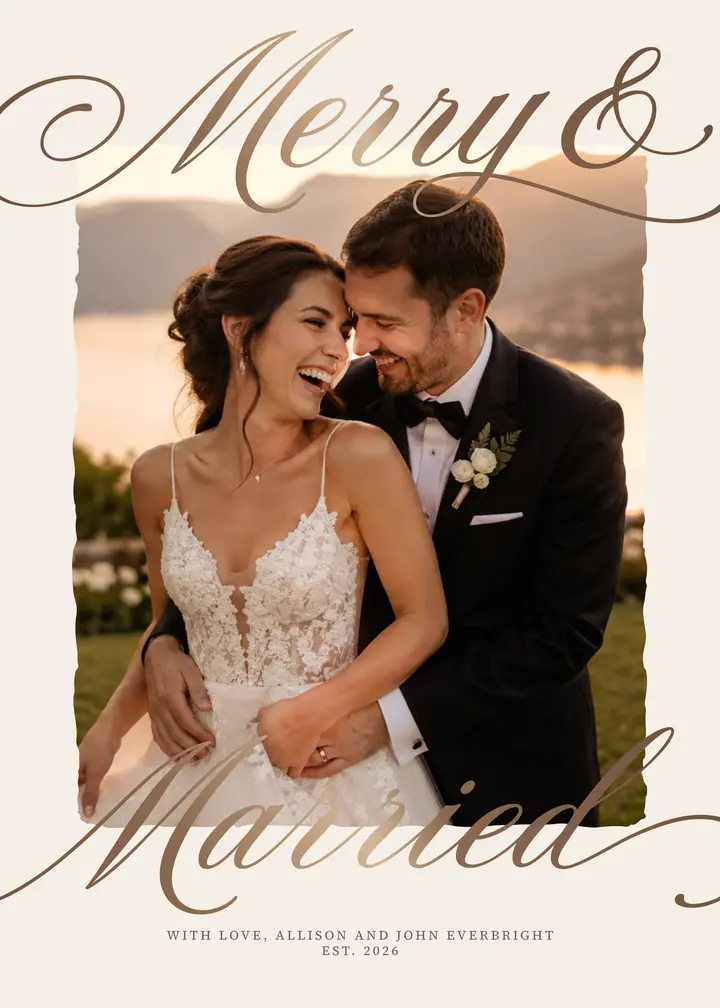 Merry & Married holiday photo card
